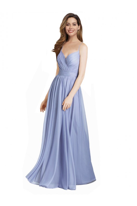 Ruched Criss Over Bodice Chiffon Bridesmaid Dress with Lace Open Back Melbourne