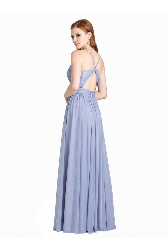 Ruched Criss Over Bodice Chiffon Bridesmaid Dress with Lace Open Back Melbourne