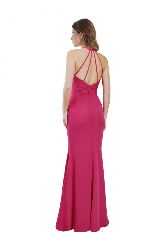 Slim A-Line Long Chiffon Bridesmaid Dress with Strappy Back Melbourne