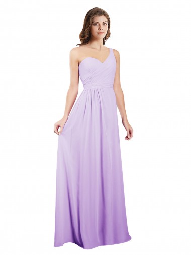 Shop Draped One Shoulder A-Line Long Chiffon Bridesmaid Dress Melbourne