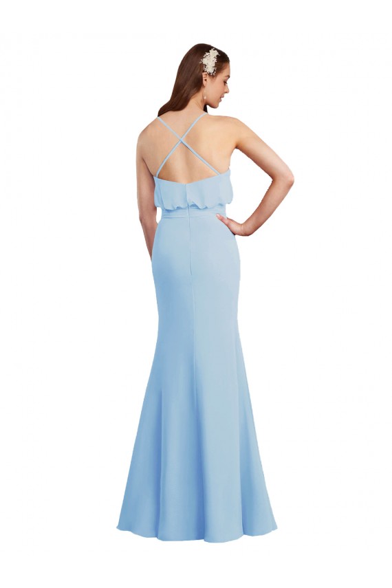 Fluted Long Chiffon Bridesmaid Dress with Cascading Ruffles Melbourne