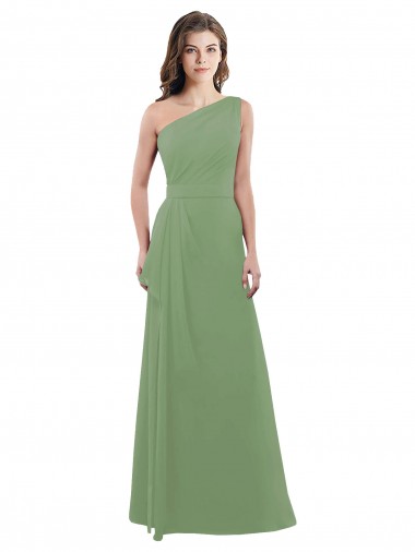 Shop One Shoulder Chiffon Bridesmaid Dress with Pleats and Side Slit Melbourne