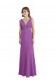 V-Shaped Neckline Long Chiffon Bridesmaid Dress with Cascading Ruffles Back Melbourne