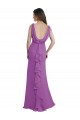 V-Shaped Neckline Long Chiffon Bridesmaid Dress with Cascading Ruffles Back Melbourne