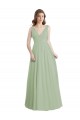 V-Neck A-Line Long Chiffon Bridesmaid Dress with Draped Bodice Melbourne