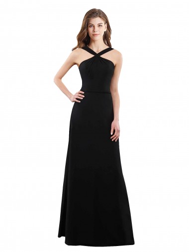Shop Chiffon A-Line Bridesmaid Dress with Criss Cross Halter Top Melbourne