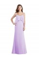 Scoop Neck Long Chiffon Bridesmaid Dress with Cross Over Neckline Flounce Melbourne