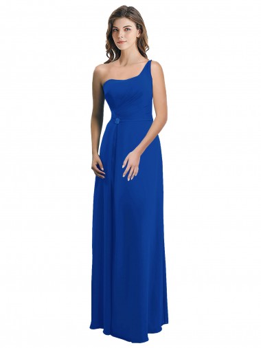Shop One Shoulder A-Line Chiffon Bridesmaid Dress with Pleated Bodice Melbourne