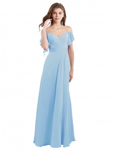 Shop Cold Shoulde Chiffon Bridesmaid Dress with Wrap Bodice Melbourne