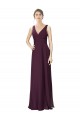 Long Chiffon Bridesmaid Dress with Ruched Criss Cross V-Neck Bodice Melbourne
