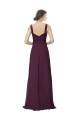 Long Chiffon Bridesmaid Dress with Ruched Criss Cross V-Neck Bodice Melbourne
