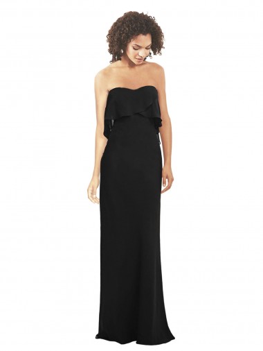 Strapless Chiffon Bridesmaid Dress with cascading Flounce Crop Top Bodice Melbourne