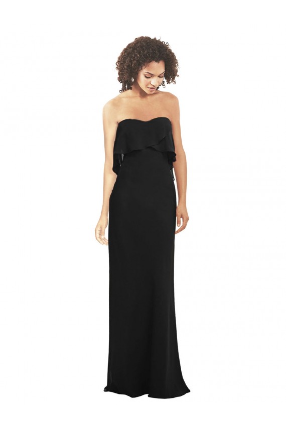 Strapless Chiffon Bridesmaid Dress with cascading Flounce Crop Top Bodice Melbourne