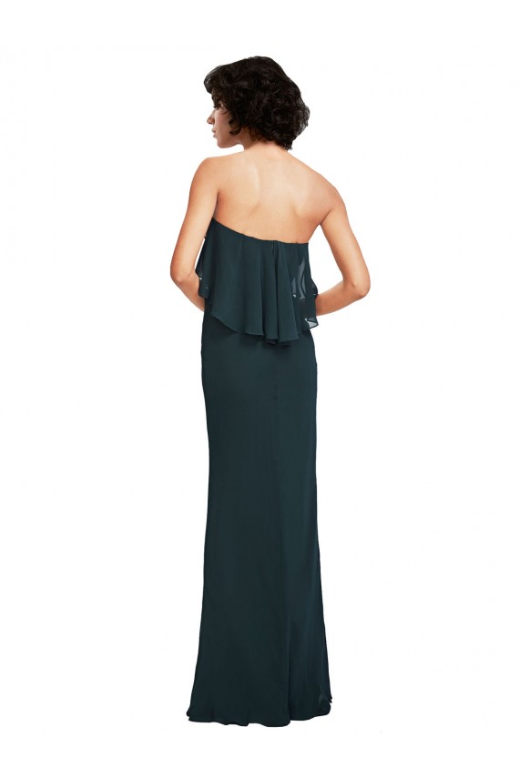 Strapless Chiffon Bridesmaid Dress with cascading Flounce Crop Top Bodice Melbourne