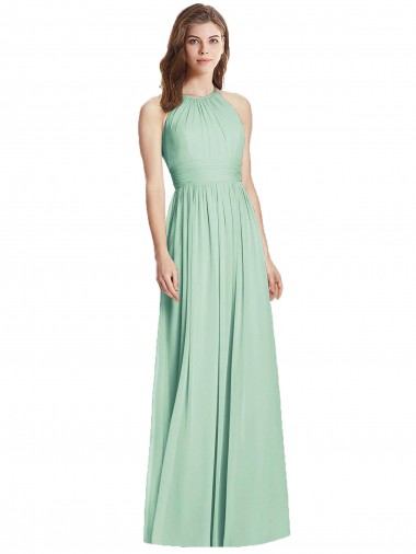 Cutout Open Back Shirred Halter Maxi Bridesmaid Dress Melbourne