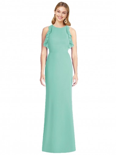 Jewel Neck Mermaid Open Back Chiffon Bridesmaid Dress Melbourne