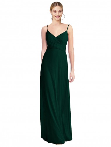 Shop Wide V-Neck Long Spaghetti Strap Chiffon Bridesmaid Dress Melbourne