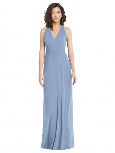 Shop V-Neck Halter Back Straps Chiffon Formal Bridesmaid Dress Melbourne