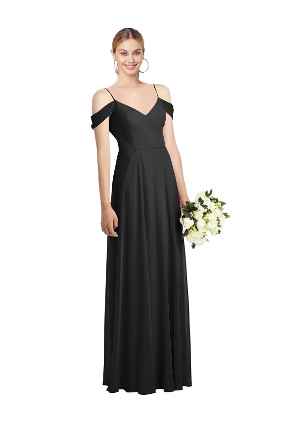 Cold-Shoulder V-Back Chiffon Maxi Bridesmaid Dress Melbourne