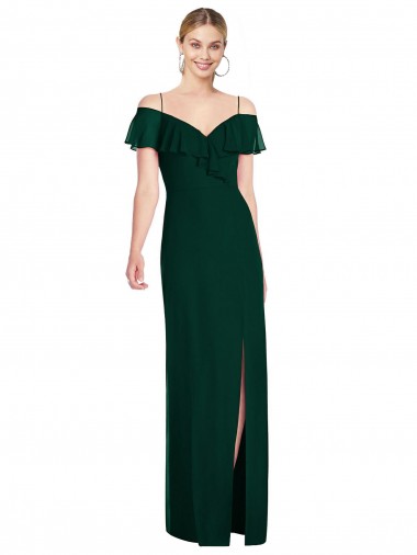 Ruffled Cold-Shoulder Maxi Chiffon Bridesmaid Dress Melbourne