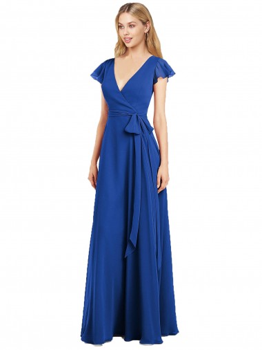 Flutter Sleeves Faux Wrap Chiffon Bridesmaid Dress Melbourne