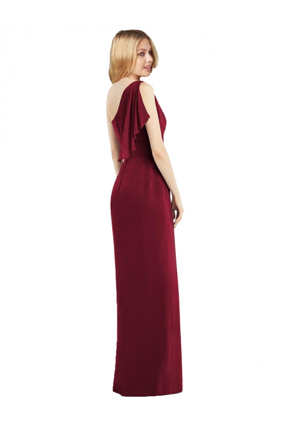 One Shoulder Chiffon Bridesmaid Dress with Draped Front Slit Melbourne