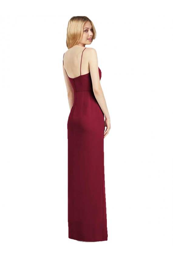 Spaghetti Strap Draped Skirt Chiffon Bridesmaid Dress with Front Slit Melbourne