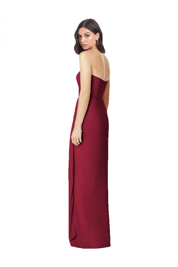 Side Front Slit Draped Strapless Chiffon Bridesmaid Dress Melbourne