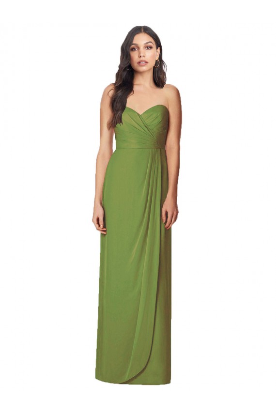 Side Front Slit Draped Strapless Chiffon Bridesmaid Dress Melbourne