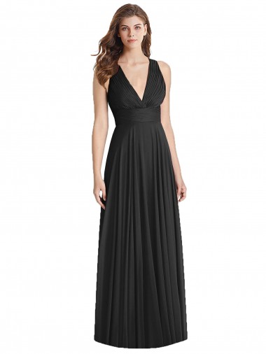 Shop Full Length V-Neck Chiffon Bridesmaid Dress with Wide Criss Cross Straps Melbourne