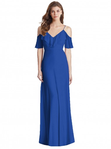 Ruffled Cold-Shoulder Chiffon Maxi Bridesmaid Dress Melbourne