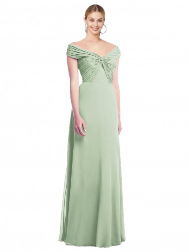 Shop Draped Off the Shoulder Lux Chiffon Bridesmaid Dress Melbourne