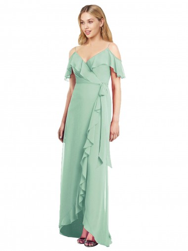 High Low Off the Shoulder Wrap Chiffon Bridesmaid Dress  Melbourne