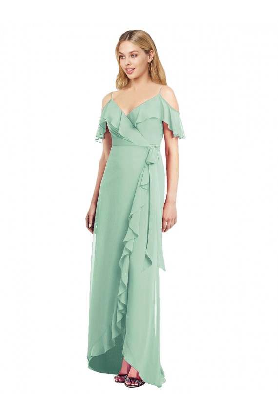 High Low Off the Shoulder Wrap Chiffon Bridesmaid Dress  Melbourne