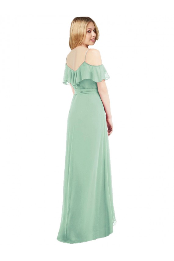 High Low Off the Shoulder Wrap Chiffon Bridesmaid Dress  Melbourne