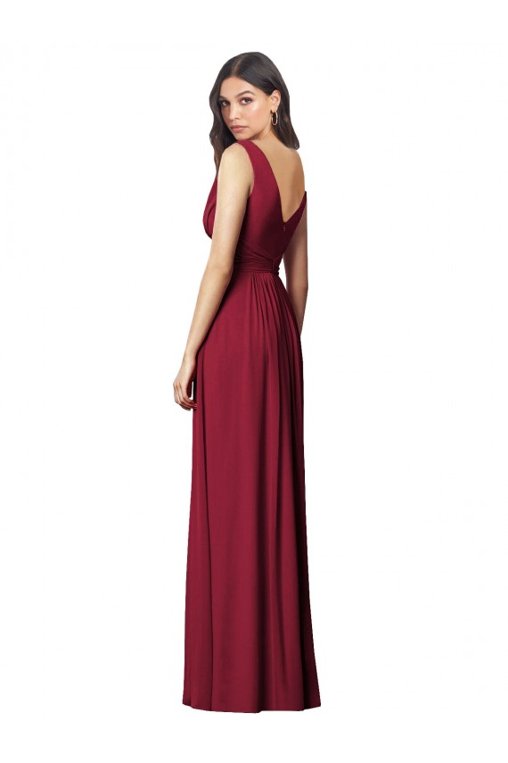 Draped V-Neck Shirred Chiffon Maxi Bridesmaid Dress Melbourne