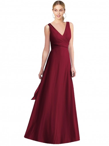 Shop Sleeveless V-Neck Chiffon Wrap Bridesmaid Dress Melbourne