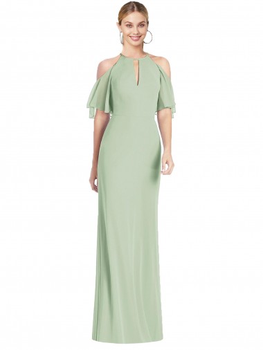 Shop Ruffle Cold-Shoulder Mermaid Chiffon Maxi Bridesmaid Dress Melbourne