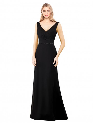 V-Neckline Chiffon Bridesmaid Dress / Prom Dress with Draped Bodice Melbourne