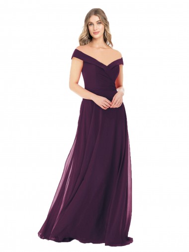 Shop Classic Off the Shoulder Draped Chiffon Bridesmaid Dress Melbourne