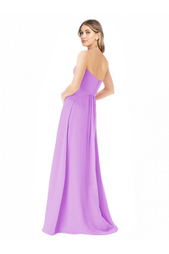 Draped Strapless Floor Length Chiffon Bridesmaid Dress Melbourne