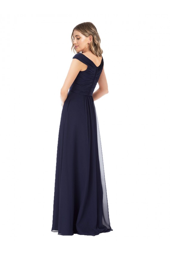 Off the Shoulder Classic Chiffon Bridesmaid Dress with Draped Bodice Melbourne