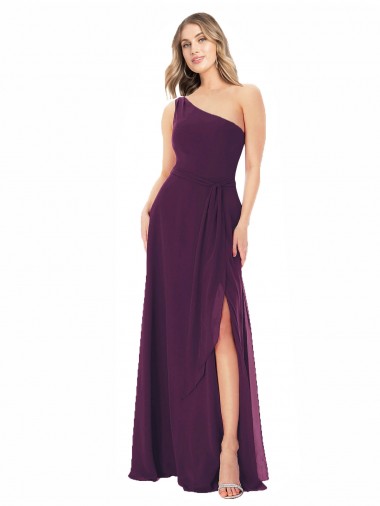 Shop One Shoulder Chiffon Bridesmaid Dress with Tie Belt Melbourne