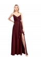 Spaghetti Straps V-Neck Long Chiffon Bridesmaid Dress with Side Slit Melbourne