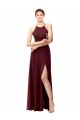 Slim Long High Halter Neck Chiffon Bridesmaid Dress with High Side Slit Melbourne