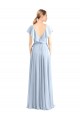V-Neck A-Line Flutter Sleeves Long Chiffon Wrap Style Bridesmaid Dress