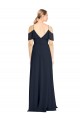 Draped Sleeves Flounce Neckline Long Chiffon Bridesmaid Dress with Spaghetti Straps Melbourne