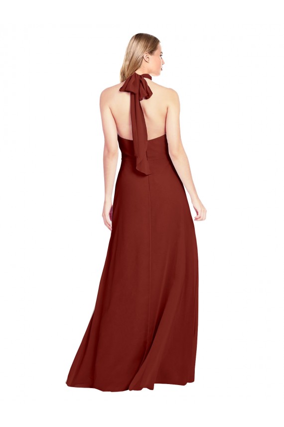 Slim High Neck Halter Fitted Open Back Chiffon Bridesmaid Dress / Prom Dress Melbourne