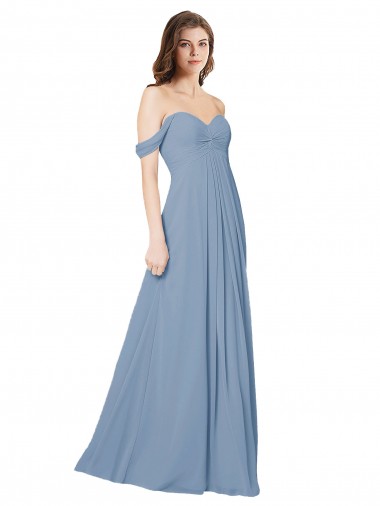 Shop Empire Waist Off the Shoulder Chiffon Bridesmaid Dress with Sweetheart Bodice Melbourne