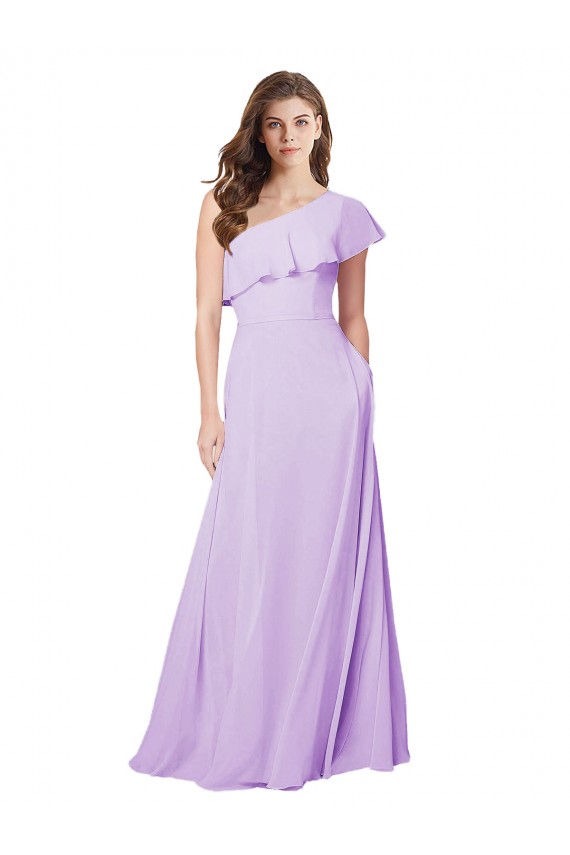 Draped One Shoulder Long Chiffon Bridesmaid Dress  Melbourne